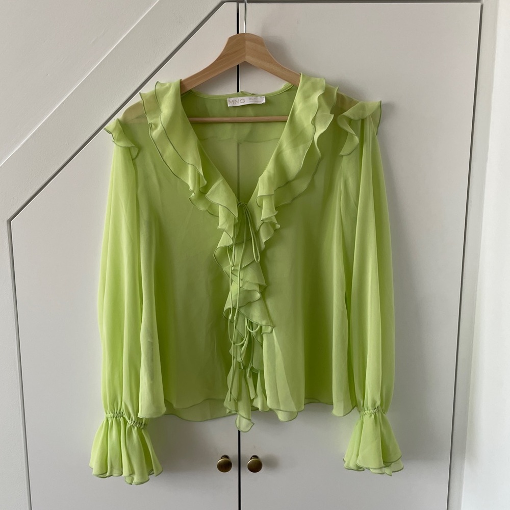 MANGO | Sheer Lime Green Blouse - Picture 3 of 5